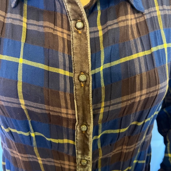 Aratta Silent JourneyPlaid Tunic Shirt dress . Sheer embroidered back Lg - Picture 13 of 14